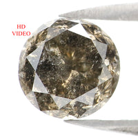 Natural Loose Round Salt And Pepper Diamond Black Grey Color 1.48 CT 6.70 MM Round Brilliant Cut Diamond L8699