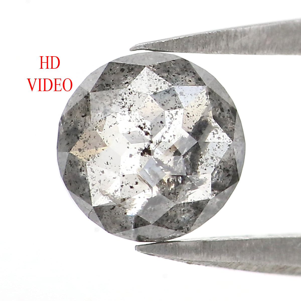 0.92 CT Natural Loose Round Rose Cut Diamond Salt And Pepper Round Diamond 6.20 MM Natural Loose Black Grey Color Rose Cut Diamond LQ2759