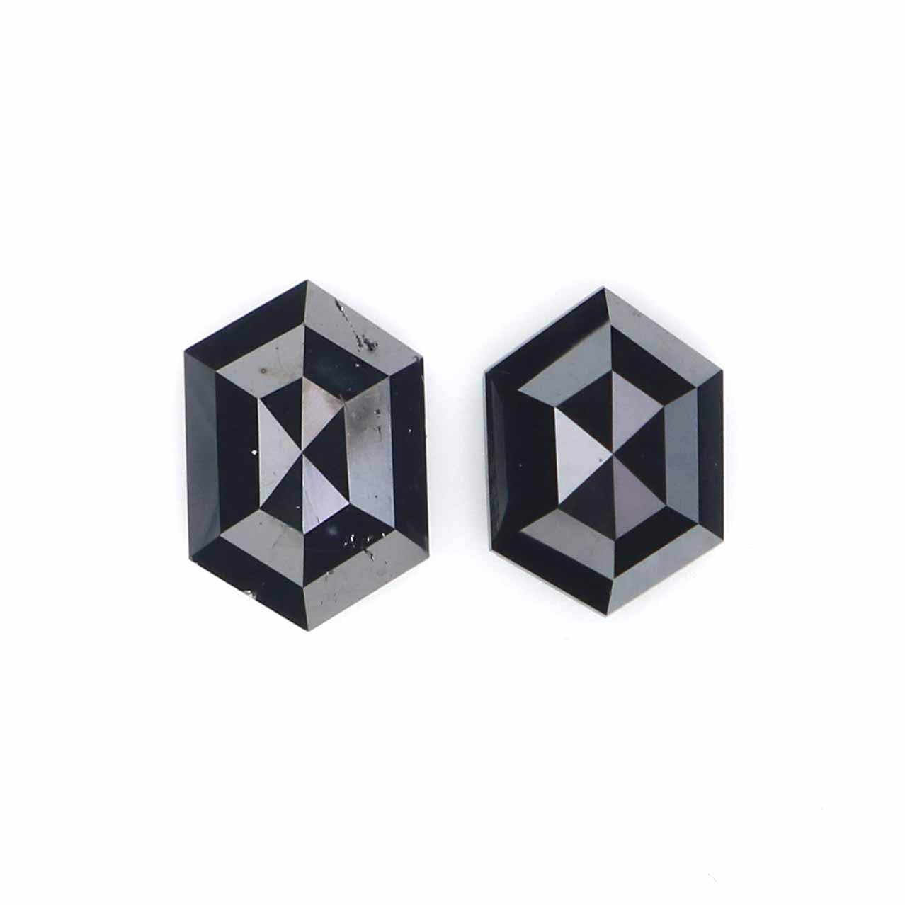 0.76 CT Natural Loose Hexagon Cut Pair Diamond Black Color Hexagon Cut Diamond 6.05 MM Natural Black Color Hexagon Rose Cut Diamond LQ2770
