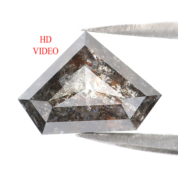 1.59 Ct Natural Loose Shield Shape Diamond Salt And Pepper Shield Cut Diamond 6.80 MM Black Gray Color Shield Shape Rose Cut Diamond LQ2300