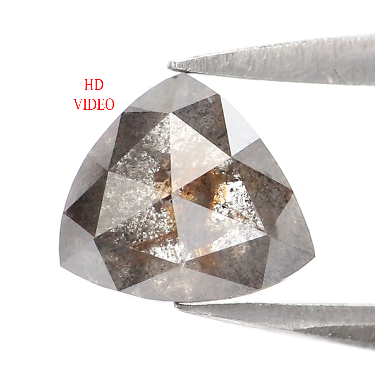 Natural Loose Triangle Salt And Pepper Diamond Black Grey Color 0.71 CT 6.05 MM Triangle Shape Rose Cut Diamond L8205