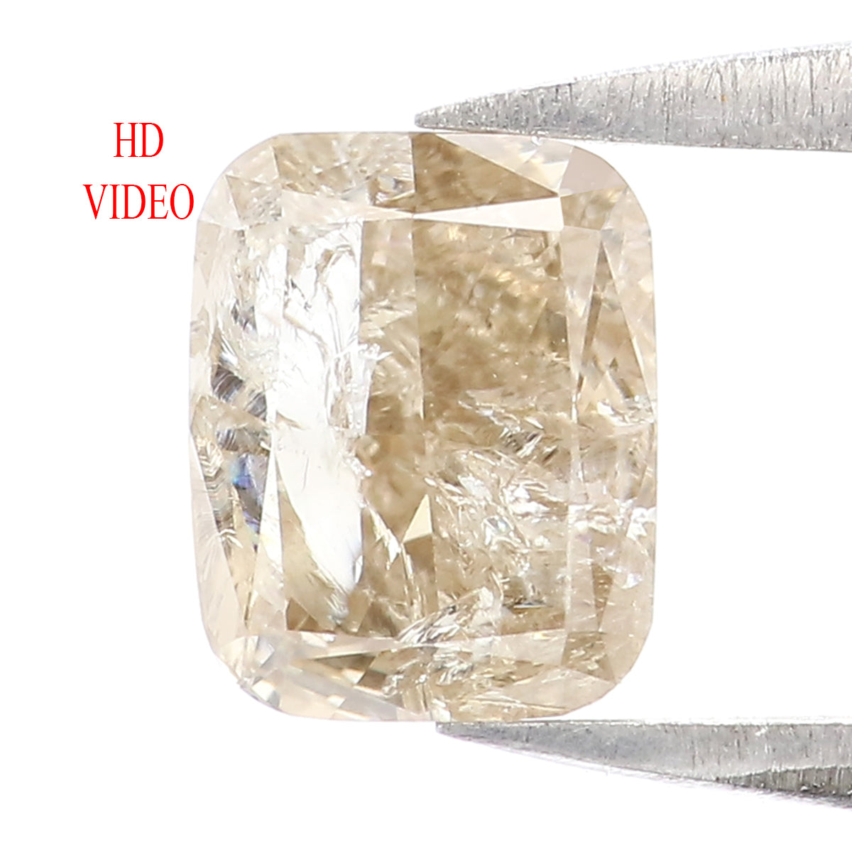 Natural Loose Cushion Yellow Grey Color Diamond 0.90 CT 6.40 MM Cushion Shape Rose Cut Diamond L7407