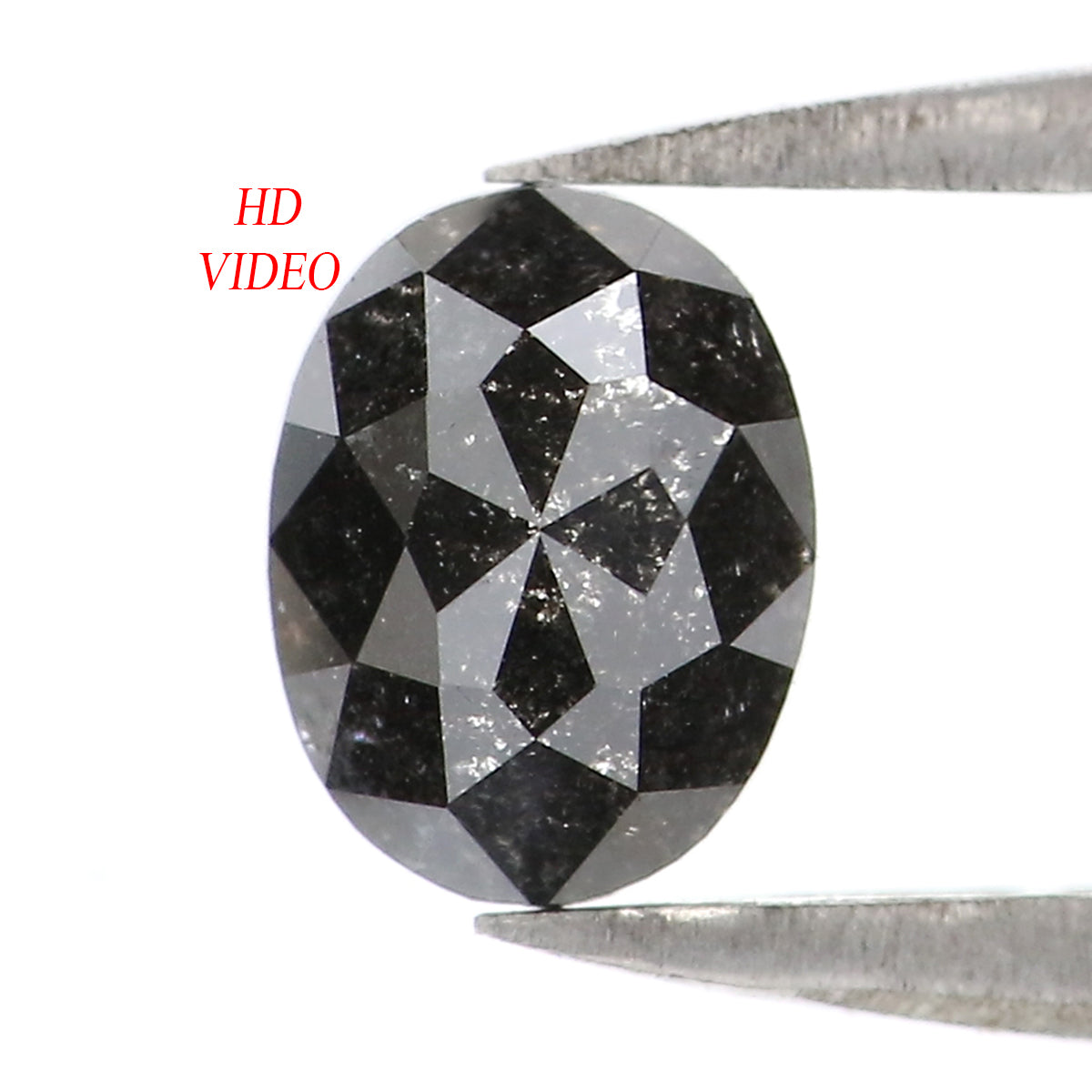 0.74 CT Natural Loose Oval Shape Diamond Salt And Pepper Oval Rose Cut Diamond 6.05 MM Black Grey Color Oval Shape Rose Cut Diamond QL1911