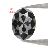 Natural Loose Oval Salt And Pepper Diamond Black Grey Color 0.74 CT 6.05 MM Oval Shape Rose Cut Diamond KDL1911