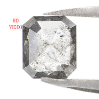 Natural Loose Emerald Salt And Pepper Diamond Black Grey Color 0.81 CT 5.70 MM Emerald Shape Rose Cut Diamond L8669