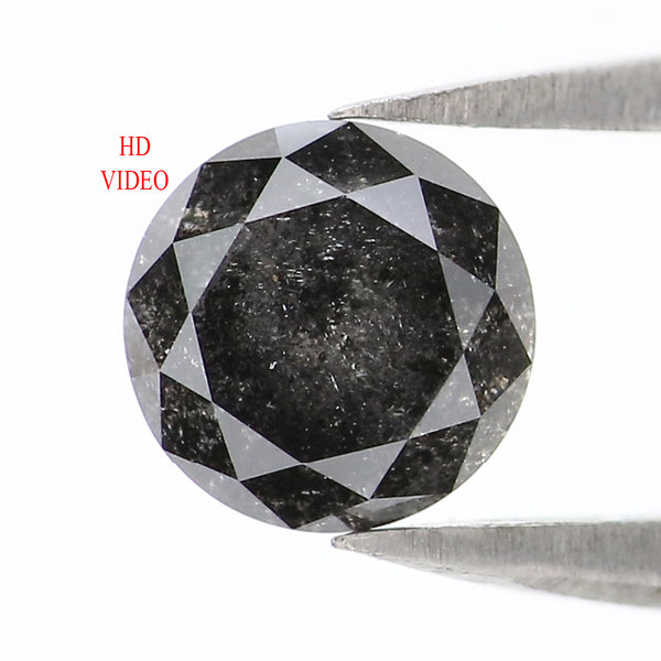Natural Loose Round Salt And Pepper Diamond Black Color 0.83 CT 5.70 MM Round Brilliant Cut Diamond KDL2168