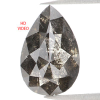 Natural Loose Pear Salt And Pepper Diamond Black Grey Color 0.73 CT 7.10 MM Pear Shape Rose Cut Diamond KDL1025