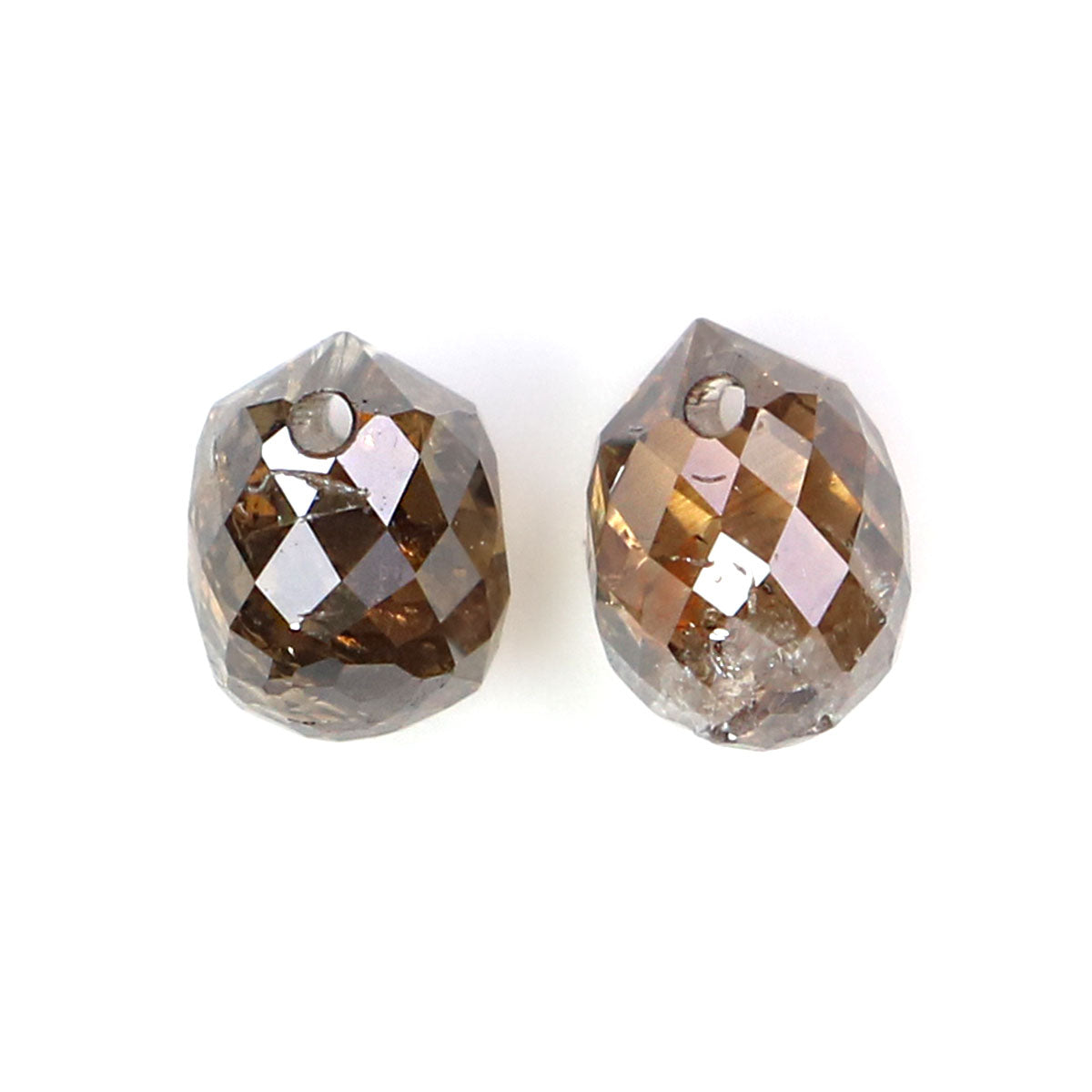 Natural Loose briolette Brown Color Diamond 0.82 CT 4.20 MM Drop Shape Rose Cut Diamond L9893