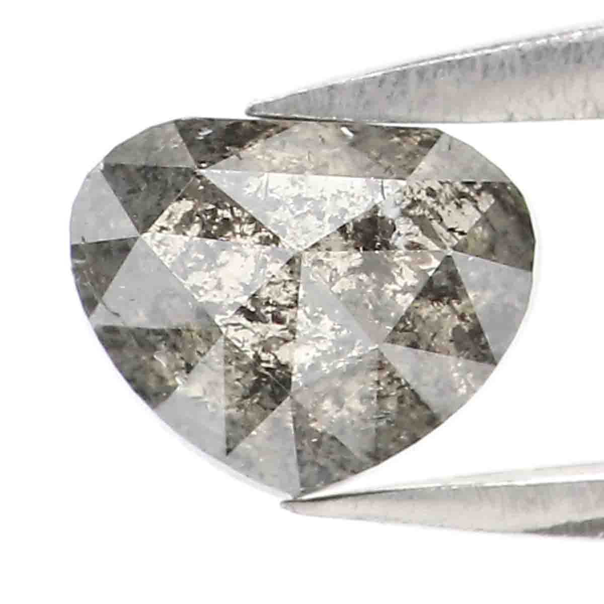 0.74 CT Natural Loose Heart Shape Diamond Salt And Pepper Heart Rose Cut Diamond 5.90 MM Black Grey Color Heart Rose Cut Diamond QK1487