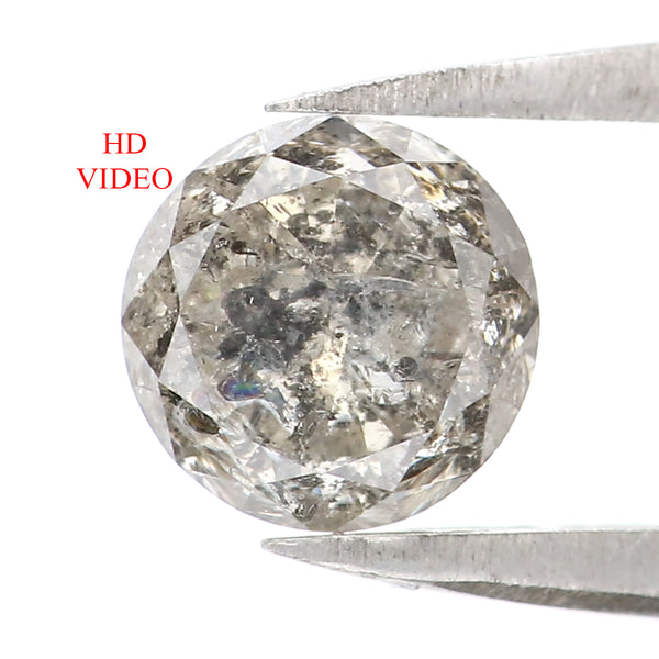 Natural Loose Round Salt And Pepper Diamond Black Grey Color 1.20 CT 6.20 MM Round Brilliant Cut Diamond L8379