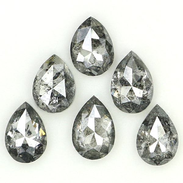 Natural Loose Pear Salt And Pepper Diamond Black Grey Color 1.01 CT 4.10 MM Pear Shape Rose Cut Diamond KDL1275