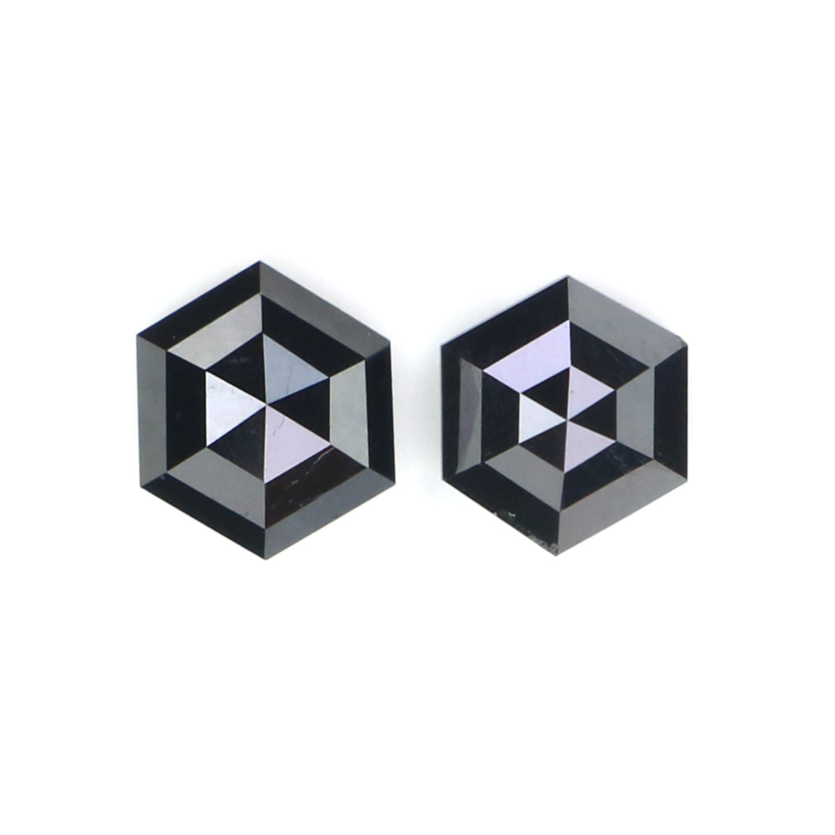 0.58 CT Natural Loose Hexagon Cut Pair Diamond Black Hexagon Cut Diamond 5.05 MM Natural Loose Black Color Hexagon Rose Cut Diamond QK2629