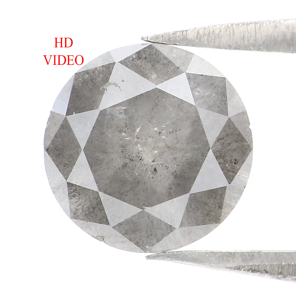 Natural Loose Round Brilliant Cut Salt And Pepper Diamond Grey Color 2.14 CT 7.90 MM Round Shape Brilliant Cut  Diamond L8237