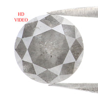 Natural Loose Round Brilliant Cut Salt And Pepper Diamond Grey Color 2.14 CT 7.90 MM Round Shape Brilliant Cut  Diamond L8237