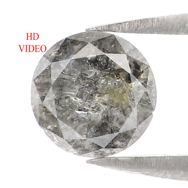 Natural Loose Round Salt And Pepper Diamond Black Grey Color 0.96 CT 6.00 MM Round Brilliant Cut Diamond L2031