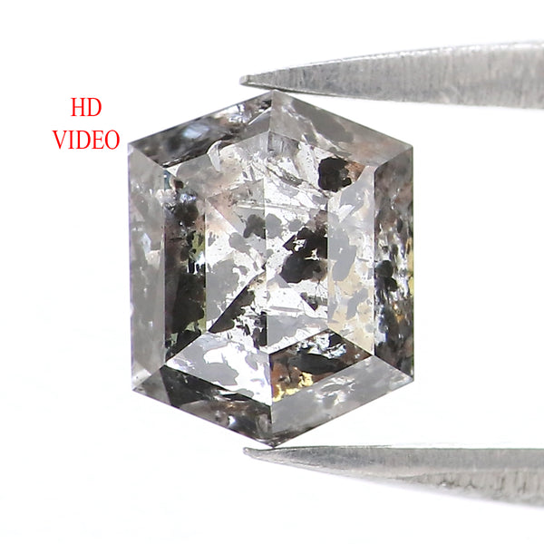 Natural Loose Hexagon Diamond, Salt And Pepper Hexagon Diamond, Natural Loose Diamond, Hexagon Cut Diamond, 1.23 CT Hexagon Shape KDL2743