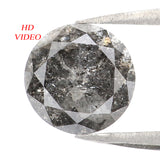 1.99 CT Natural Loose Round Shape Diamond Black Grey Color Round Cut Diamond 7.60 MM Salt And Pepper Round Brilliant Cut Diamond QL1865