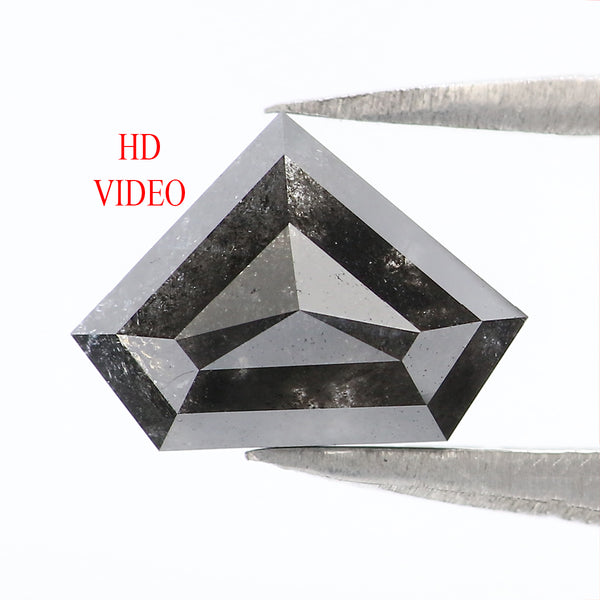 Natural Loose Shield Black Color Diamond 1.45 CT 6.70 MM Shield Shape Rose Cut Diamond L154