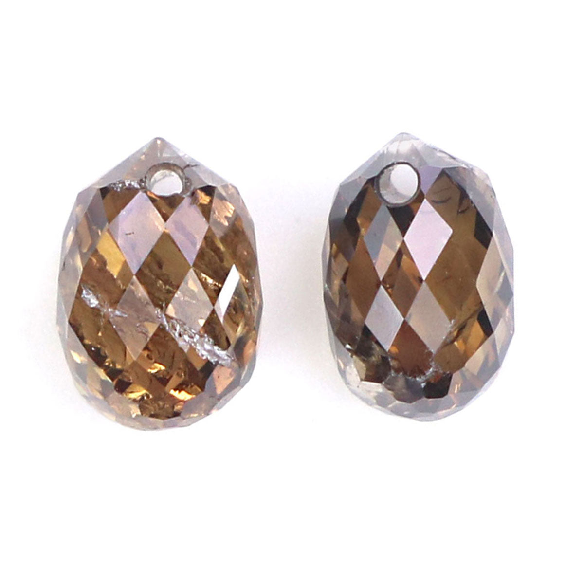 Natural Loose briolette Brown Color Diamond 0.77 CT 4.45 MM Drop Shape Rose Cut Diamond KR2254