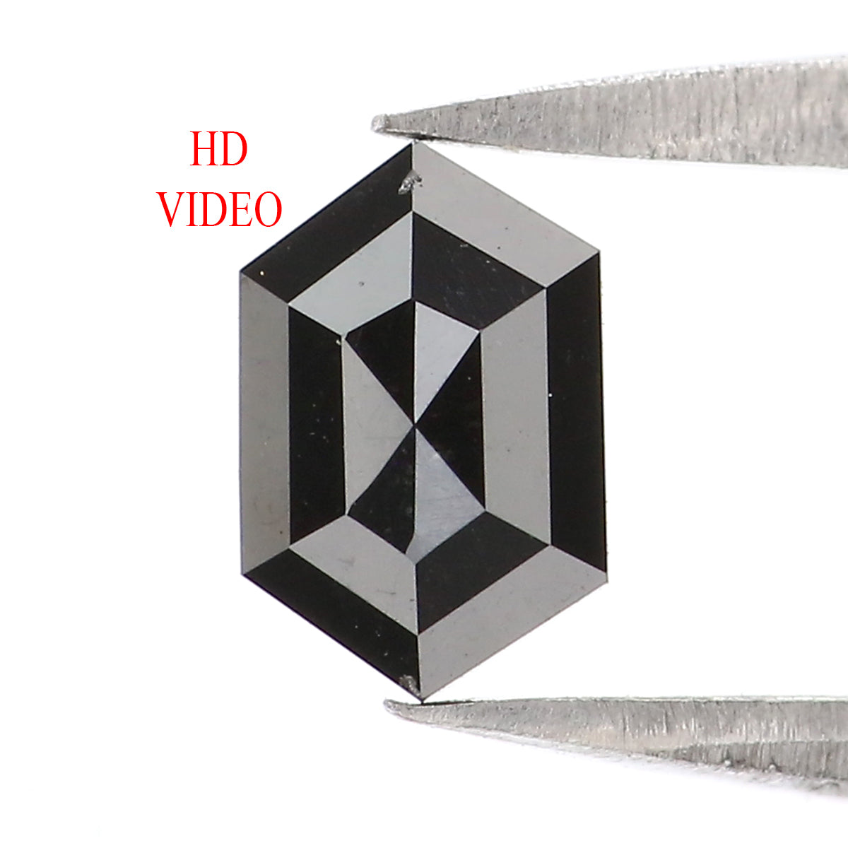 0.45 CT Natural Loose Hexagon Shape Diamond Black Color Hexagon Diamond 6.35 MM Natural Loose Black Color Hexagon Rose Cut Diamond KQ2640