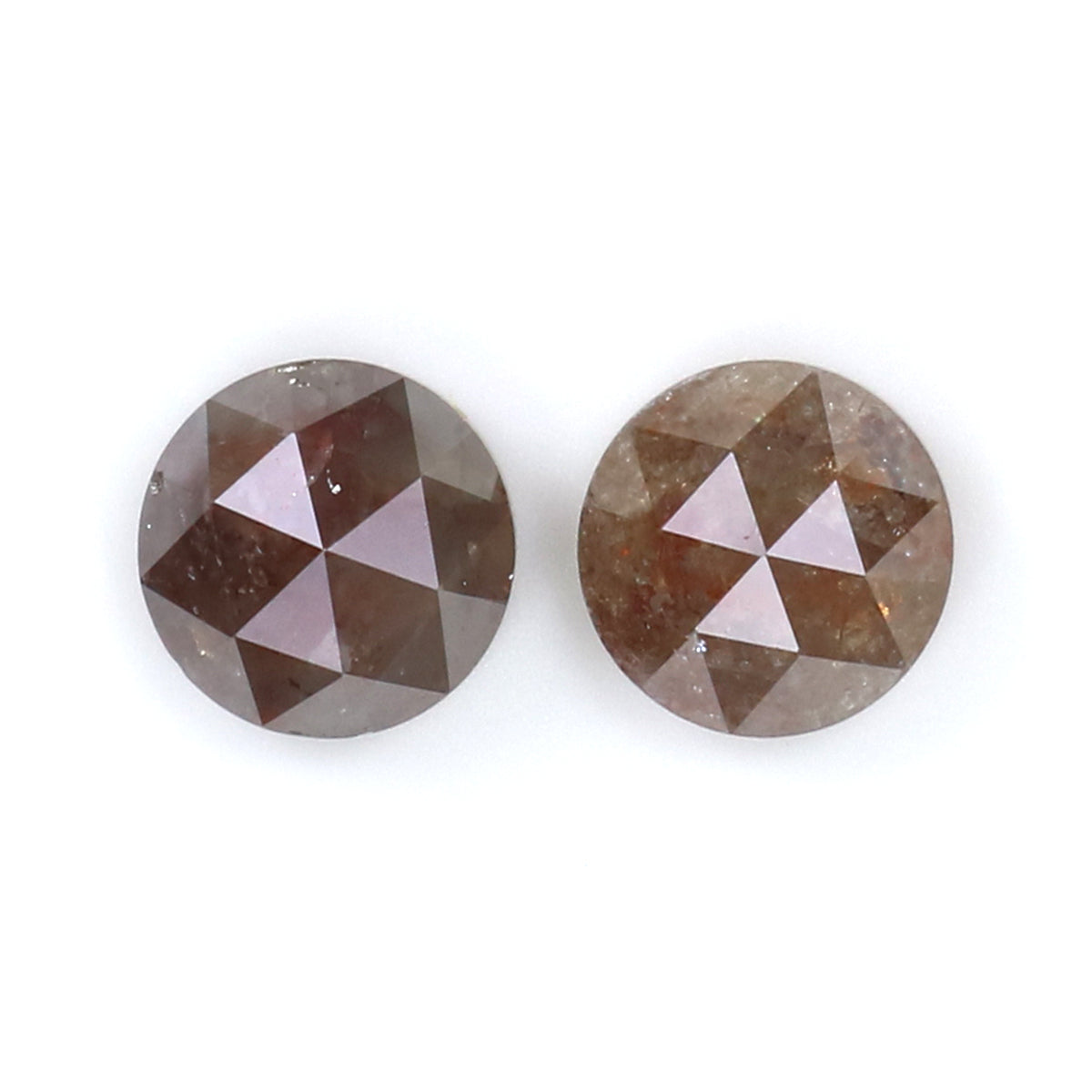 1.51 CT Natural Loose Round Rose Cut Pair Diamond Brown Color Round Shape Diamond 5.40 MM Natural Grey Color Round Rose Cut Diamond LQ7794