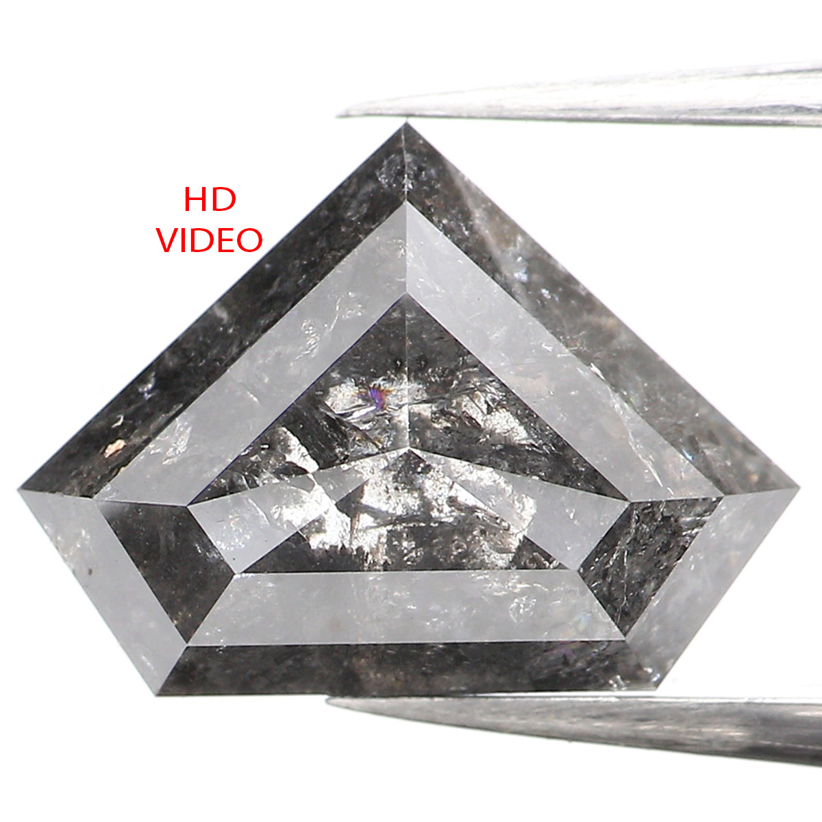 3.47 CT Natural Loose Shield Diamond Black Grey Color Diamond 8.75 MM Natural Loose Diamond Salt And Pepper Shield Rose Cut Diamond QL962
