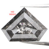 Natural Loose Shield Salt And Pepper Diamond Black Grey Color 3.47 CT 8.75 MM Shield Shape Rose Cut Diamond KDL962