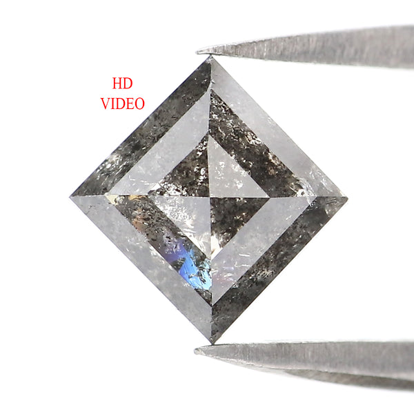 Natural Loose Kite Salt And Pepper Diamond Black Grey Color 0.88 CT 7.80 MM Kite Shape Rose Cut Diamond KDL2107