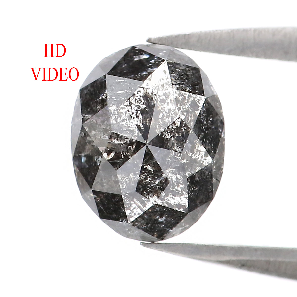 1.18 Ct Natural Loose Oval Shape Diamond Salt And Pepper Oval Diamond 7.45 MM Natural Diamond Black Grey Color Oval Rose Cut Diamond QL2273