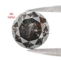 Natural Loose Round Salt And Pepper Diamond Black Grey Color 1.04 CT 5.91 MM Round Brilliant Cut Diamond L2705
