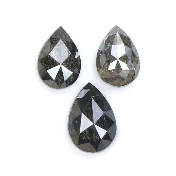 Natural Loose Pear Salt And Pepper Diamond Black Grey Color 0.93 CT 5.26 MM Pear Shape Rose Cut Diamond L1998