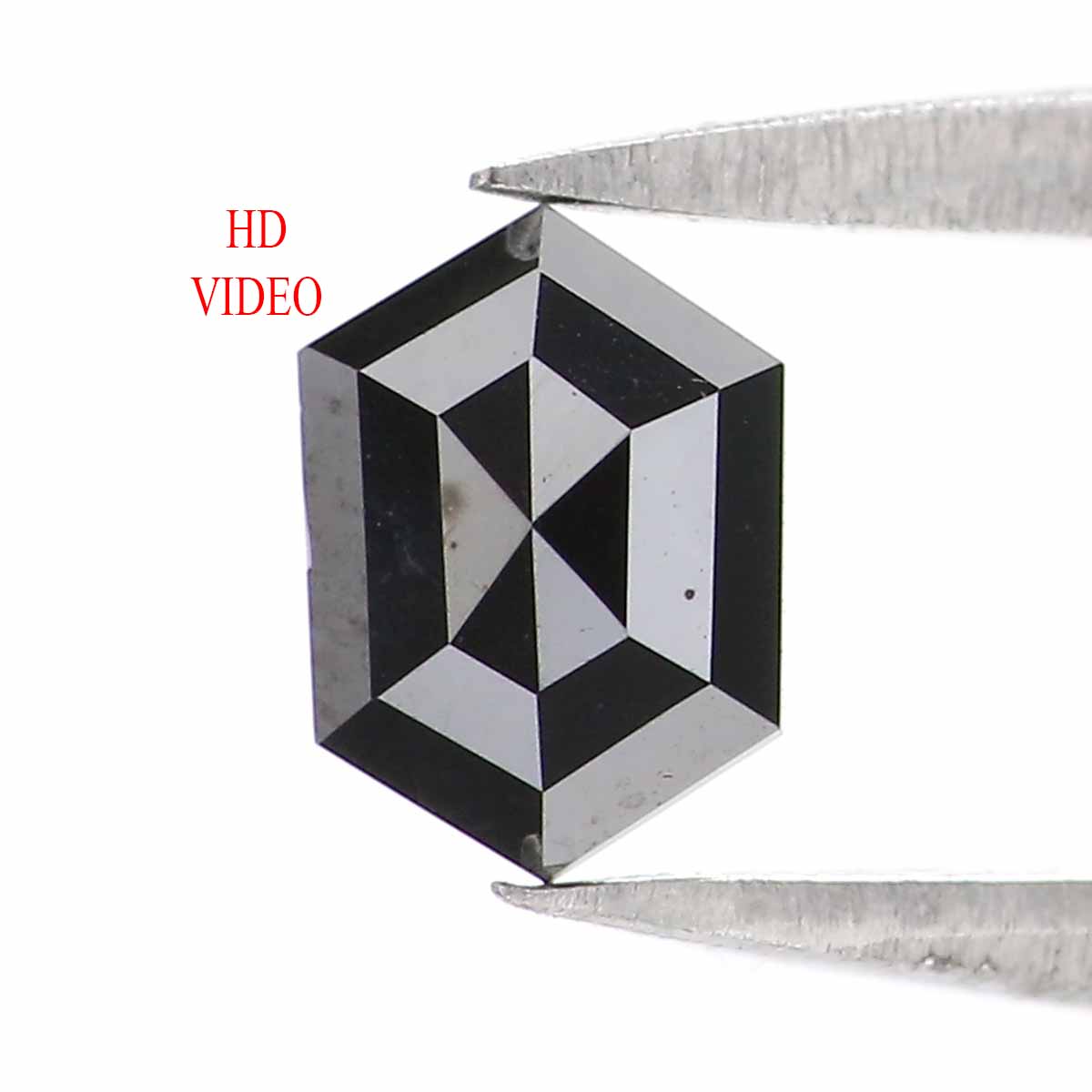 0.42 CT Natural Loose Hexagon Shape Diamond Black Color Hexagon Diamond 5.90 MM Natural Loose Black Color Hexagon Rose Cut Diamond KQ2647