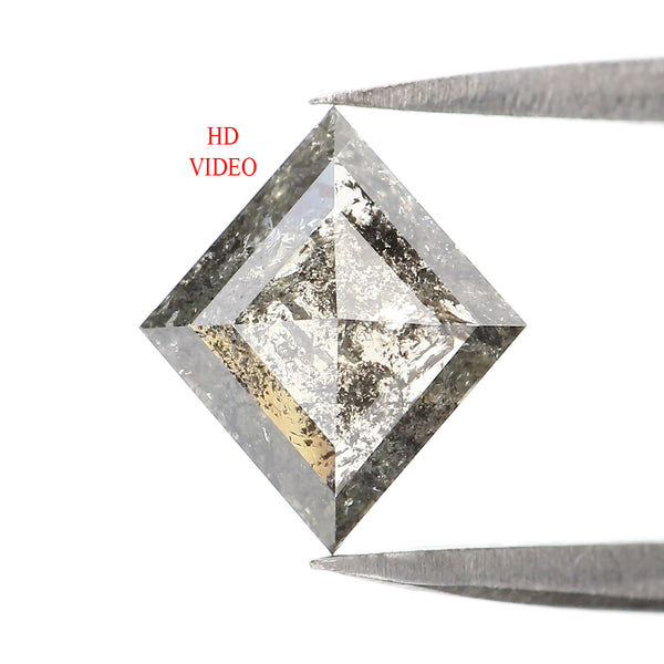 Natural Loose Kite Salt And Pepper Diamond Black Grey Color 0.95 CT 8.95 MM Kite Shape Rose Cut Diamond KDL2104
