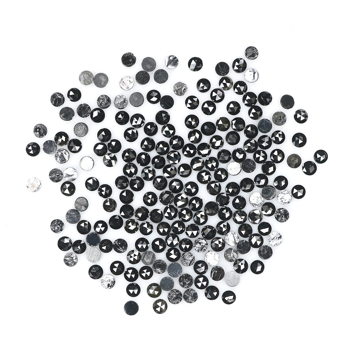 3.04 CT Natural Loose Round Rose Cut Diamond Black Color Round Shape Diamond 1.55 MM Natural Loose Black Color Round Rose Cut Diamond LQ1894