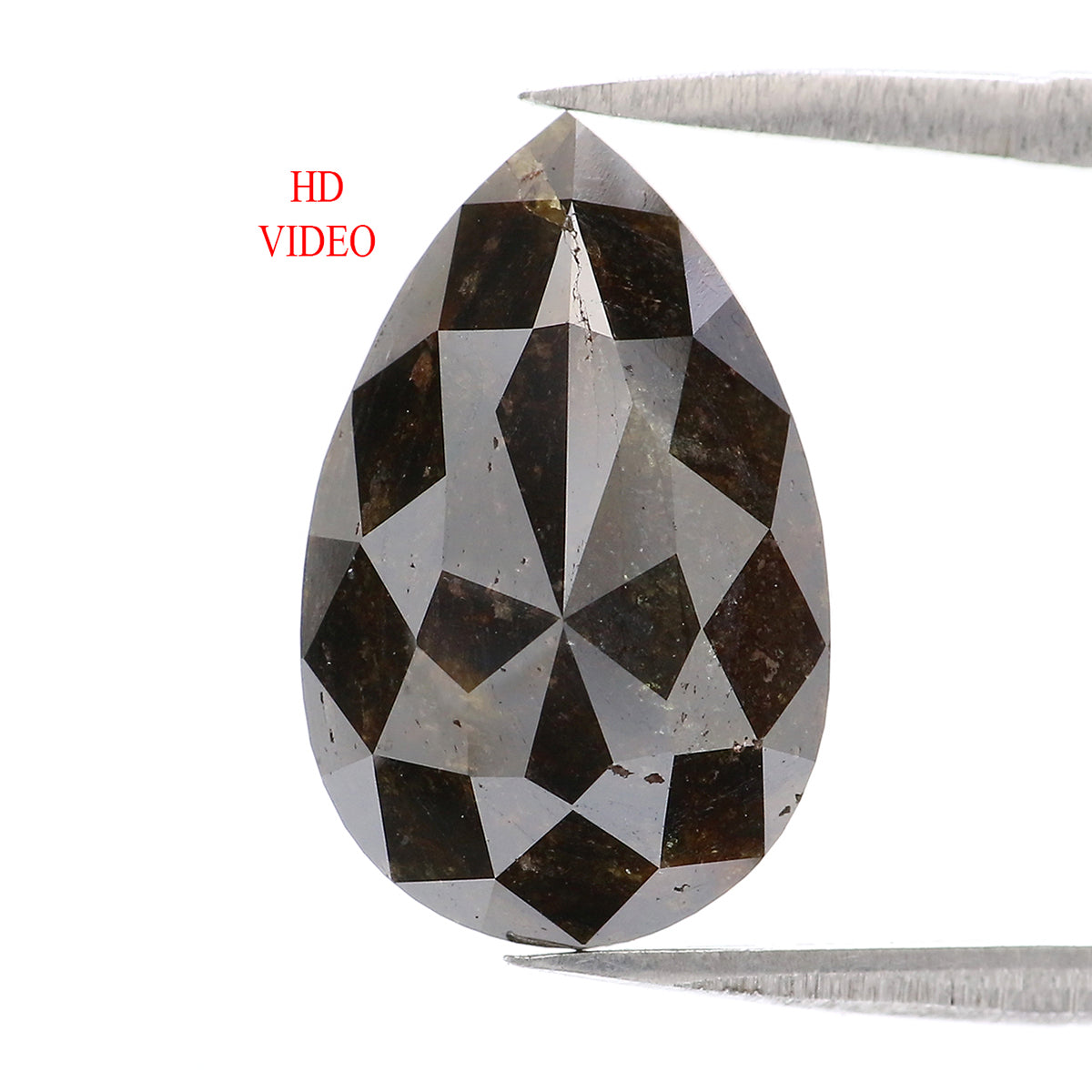 4.00 CT Natural Loose Pear Shape Diamond Black Brown Color Pear Rose Cut Diamond 15.00 MM Natural Loose Black Brown Pear Cut Diamond QL2183