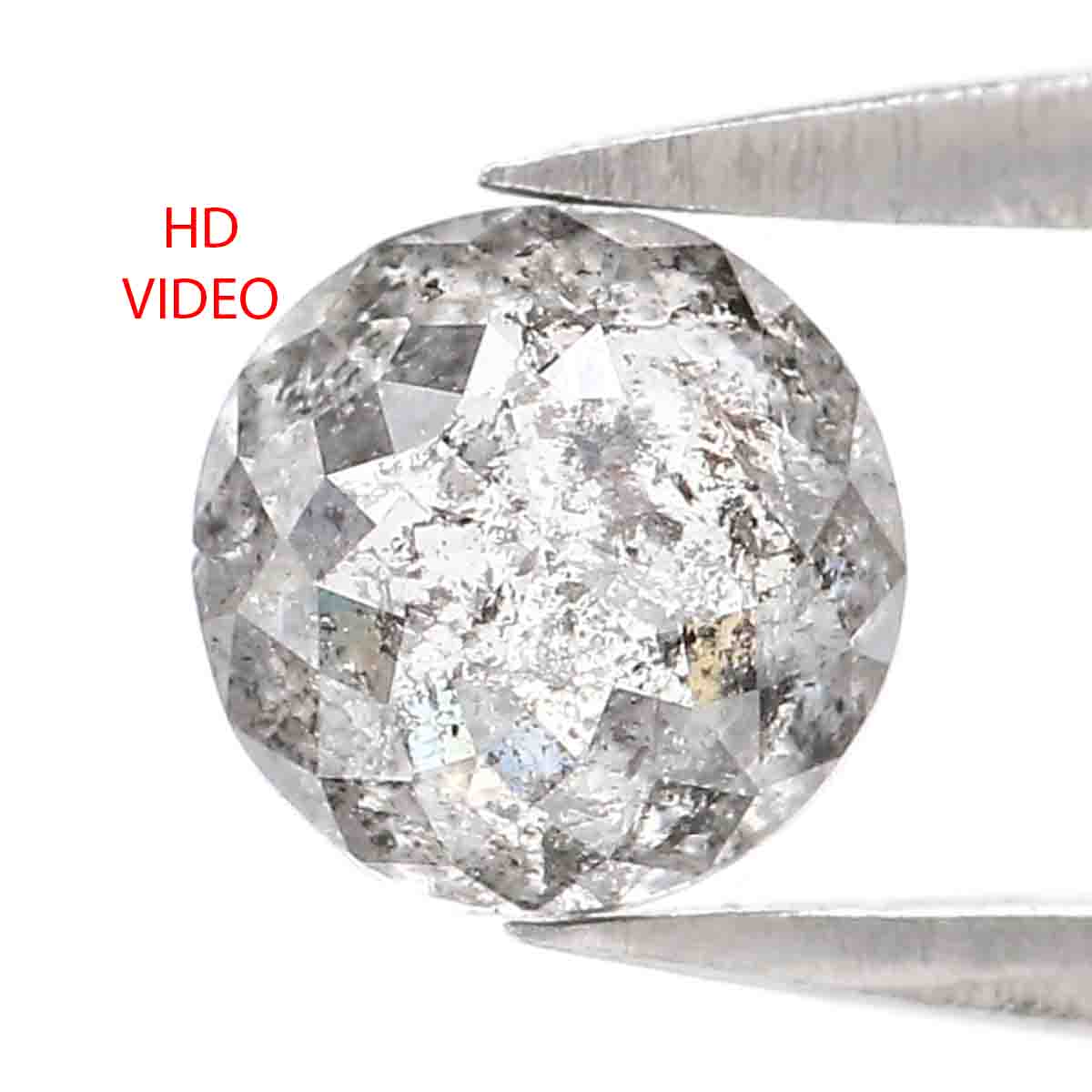 0.78 CT Natural Loose Round Rose Cut Diamond Salt And Pepper Round Shape Diamond 5.55 MM Natural Black Grey Round Rose Cut Diamond LQ2394