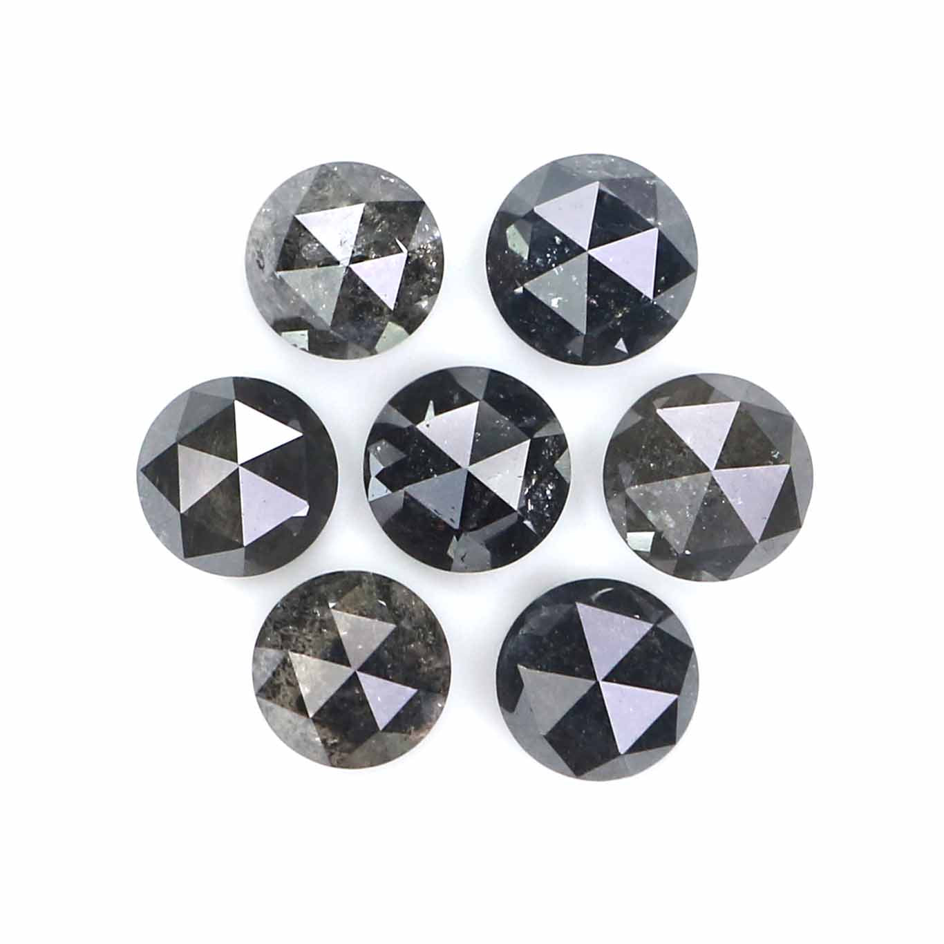 Natural Loose Rose Cut Salt And Pepper Diamond Black Grey Color 2.52 CT 4.19 MM Rose Cut Shape Diamond L2377