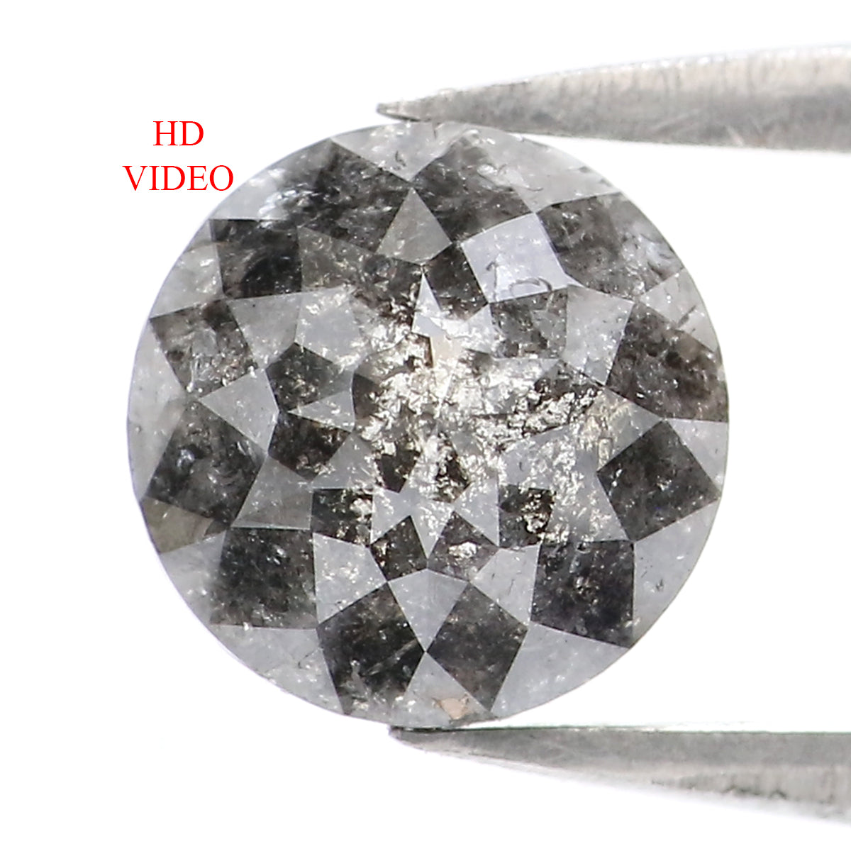 1.77 Ct Natural Loose Round Rose Cut Diamond Salt And Pepper Round Shape Diamond 6.95 MM Natural Black Grey Round Rose Cut Diamond LQ9888