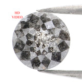 Natural Loose Rose Cut Salt And Pepper Diamond Black Grey Color 1.77 CT 6.95 MM Round Rose Cut Shape Diamond L9888