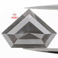 Natural Loose Shield Salt And Pepper Diamond Grey Color 3.45 CT 8.70 MM Shield Shape Rose Cut Diamond KDL1055