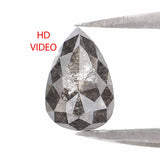 0.73 CT Natural Loose Pear Shape Diamond Salt And Pepper Pear Rose Cut Diamond 6.85 MM Black Grey Color Pear Shape Rose Cut Diamond LQ2342