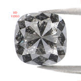 Natural Loose Cushion Salt And Pepper Diamond Black Grey Color 2.92 CT 8.40 MM Cushion Shape Rose Cut Diamond KDL2137