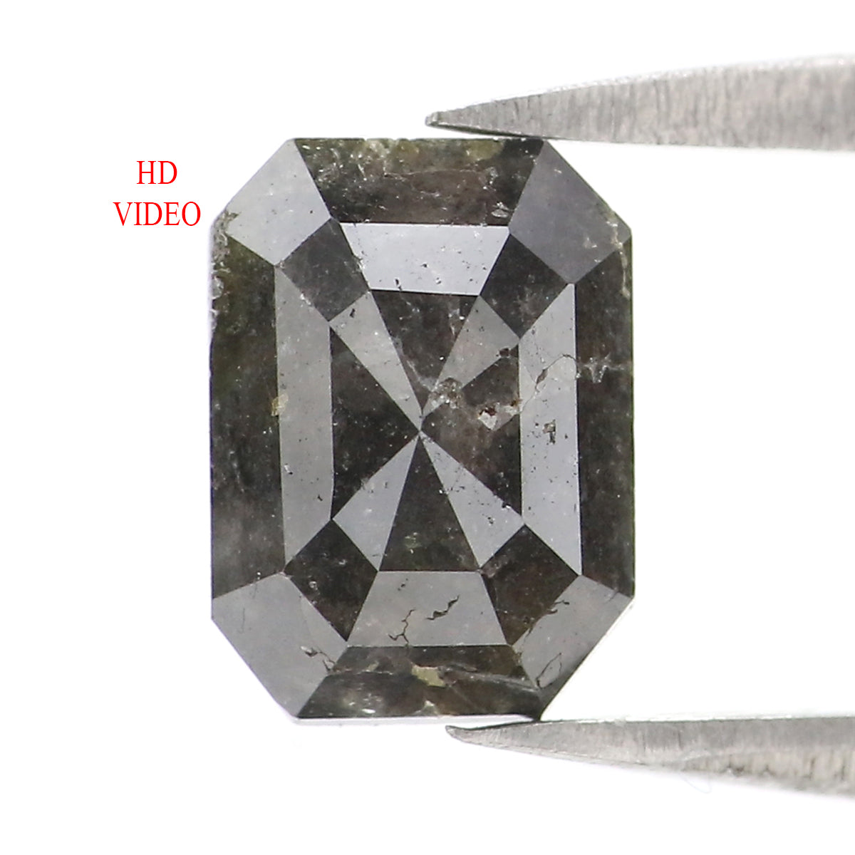 1.36 CT Natural Loose Emerald Shape Diamond Salt And Pepper Emerald Cut Diamond 7.95 MM Natural Black Grey Emerald Rose Cut Diamond KQ2634
