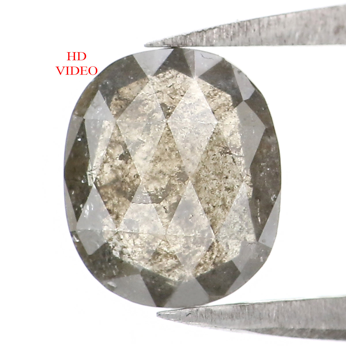 Natural Loose Oval Salt And Pepper Diamond Black Grey Color 1.01 CT 7.40 MM Oval Shape Rose Cut Diamond L1788