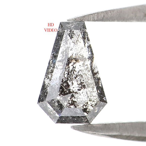 Natural Loose Coffin Salt And Pepper Diamond Black Grey Color 0.53 CT 6.50 MM Coffin Shape Rose Cut Diamond KQL1900