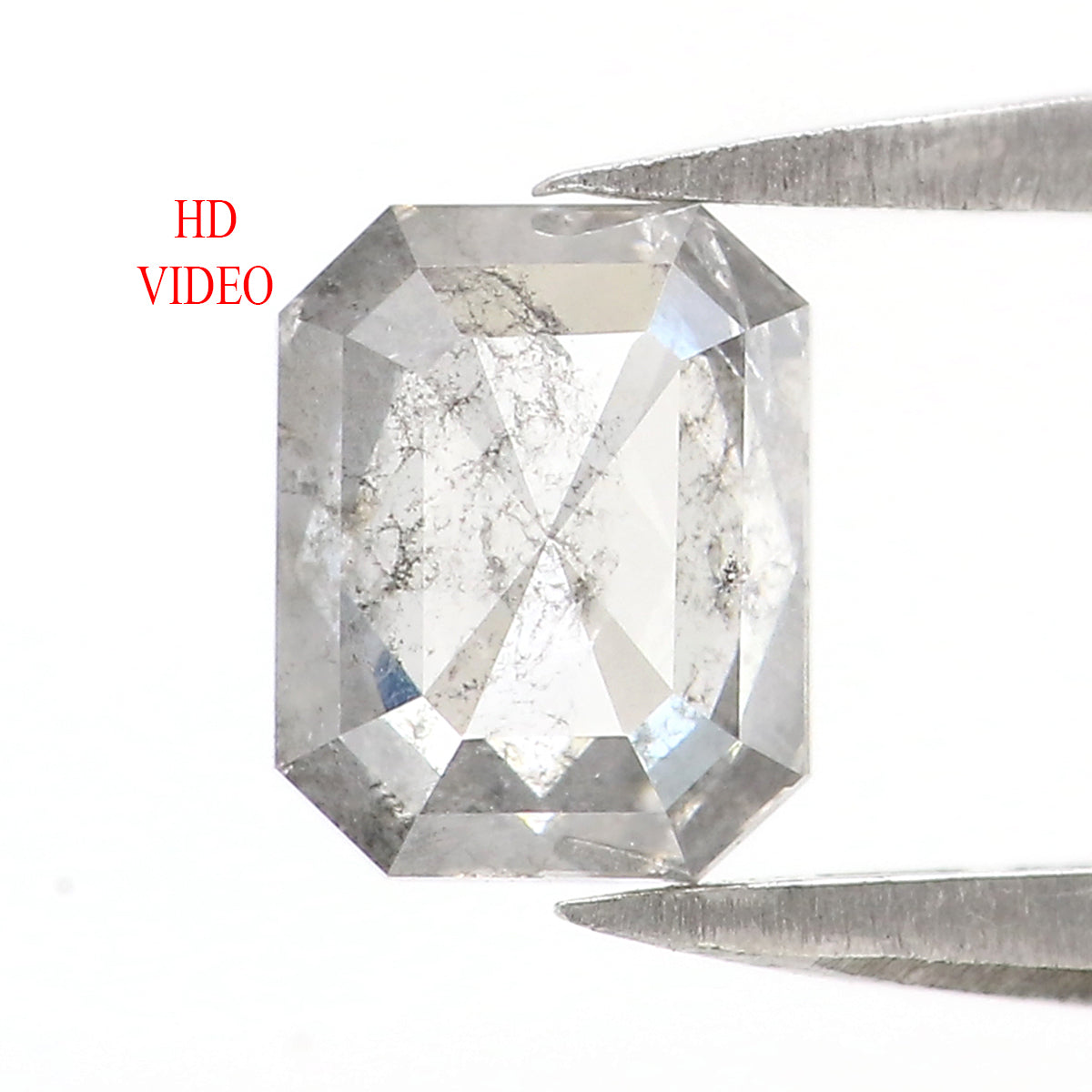 0.95 CT Natural Loose Emerald Shape Diamond Salt And Pepper Emerald Shape Diamond 6.45 MM Natural Grey Color Emerald Rose Cut Diamond QL2745
