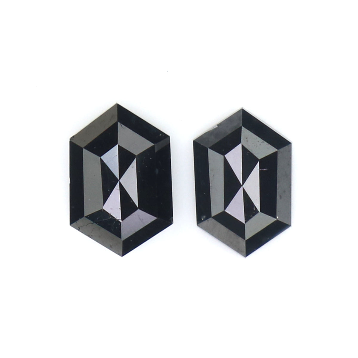 0.67 CT Natural Loose Hexagon Cut Pair Diamond Black Hexagon Cut Diamond 5.60 MM Natural Loose Black Color Hexagon Rose Cut Diamond QL2740