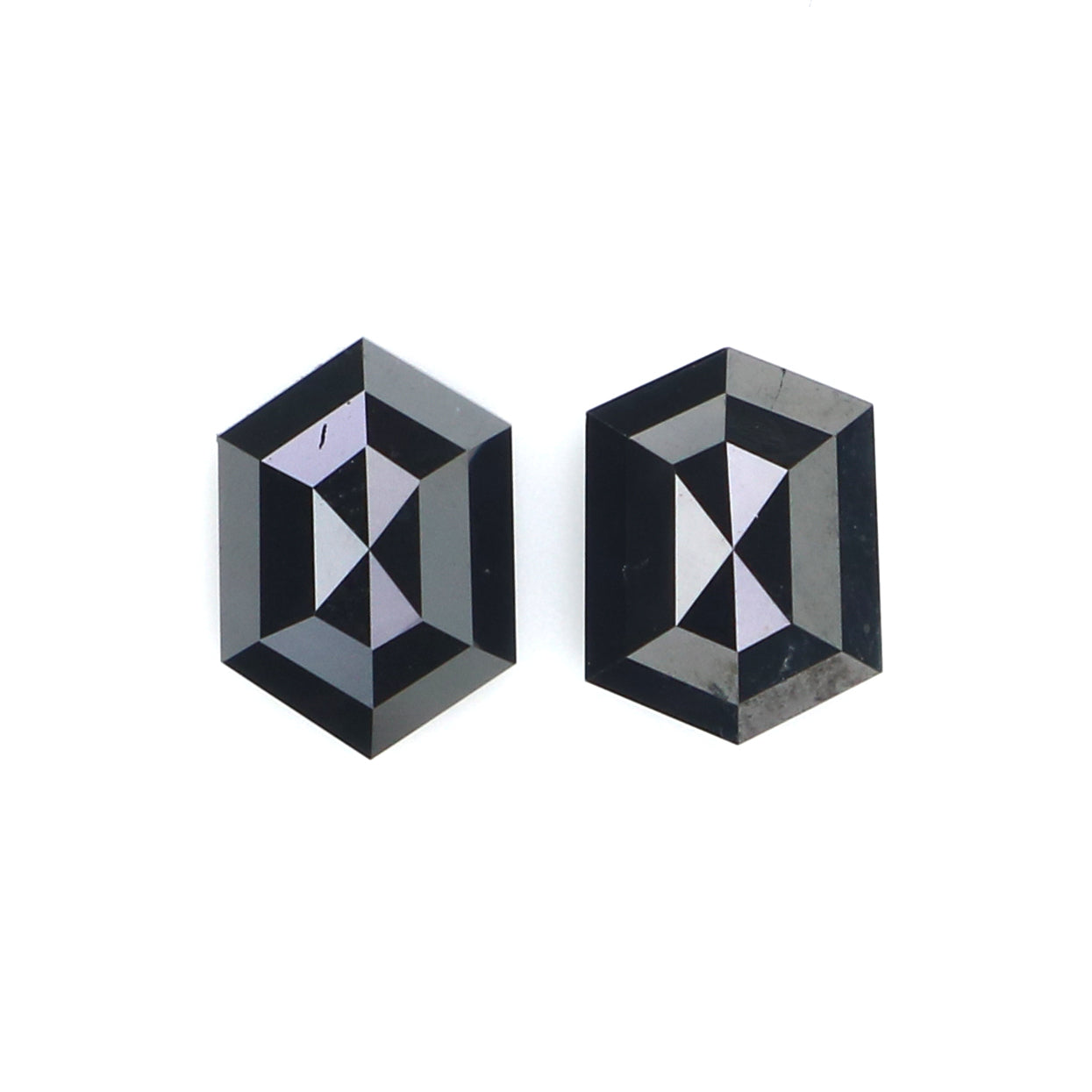 0.74 CT Natural Loose Hexagon Cut Pair Diamond Black Color Hexagon Cut Diamond 5.65 MM Natural Black Color Hexagon Rose Cut Diamond LQ2746