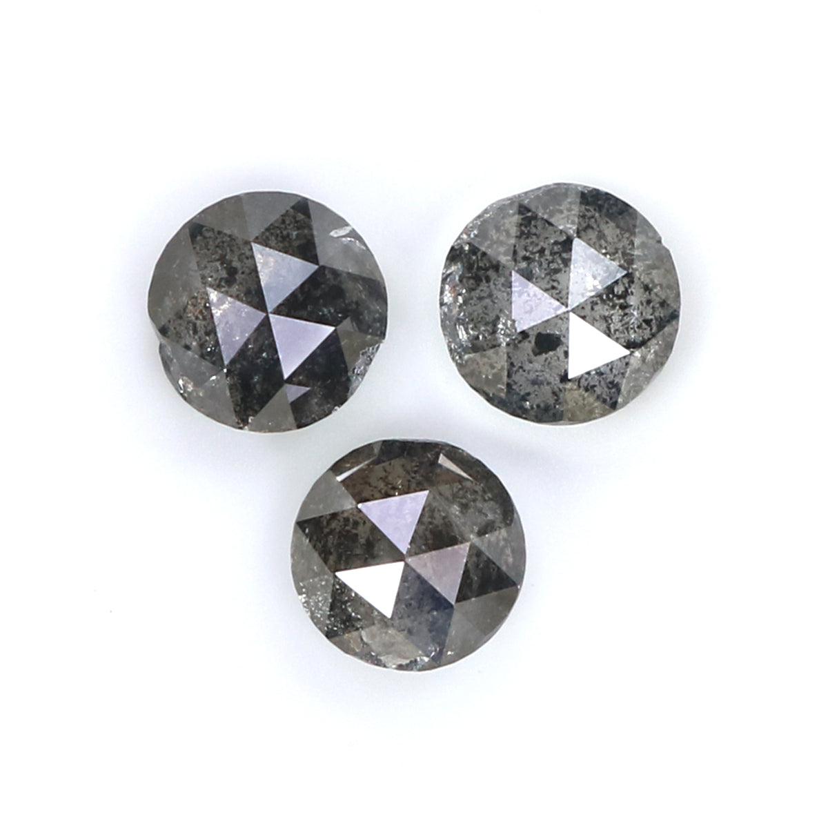 1.26 Ct Natural Loose Round Rose Cut Diamond Salt And Pepper Round Diamond 4.70 MM Natural Black Grey Color Round Rose Cut Diamond KQ1729