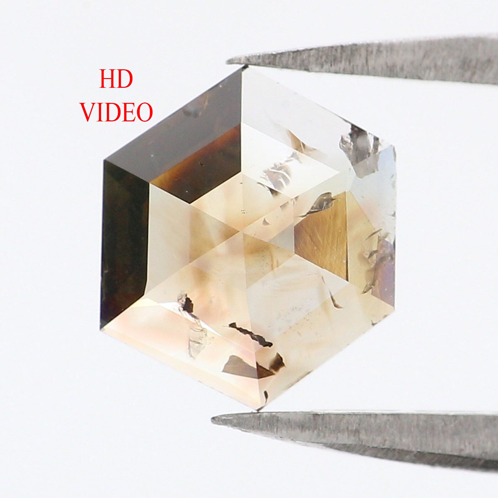 0.85 CT Natural Loose Hexagon Shape Diamond Brown Color Hexagon Cut Diamond 7.10 MM Natural Brown Color Hexagon Rose Cut Diamond KQ2017